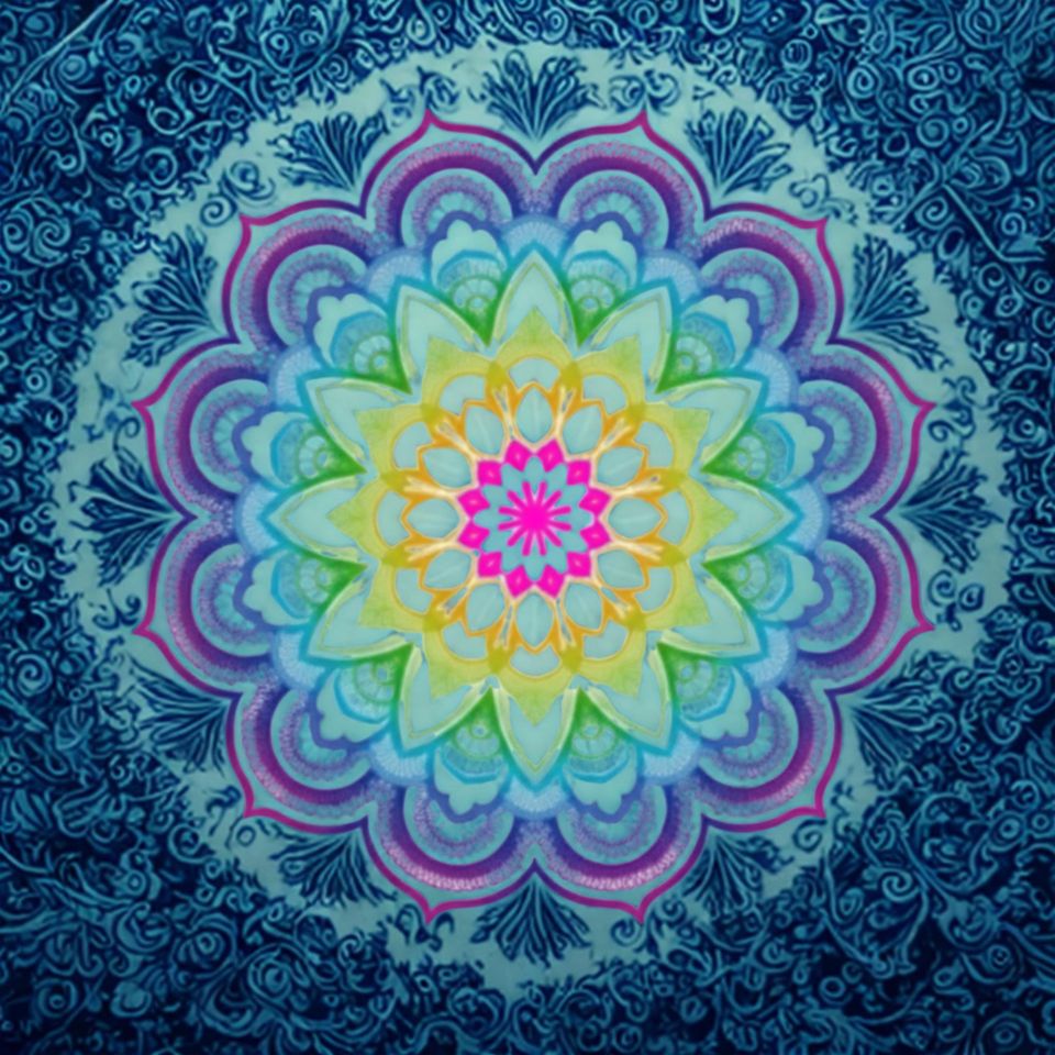 Mandala Mahjong Mat: Multi-Color Floral Mahj Game Tabletop