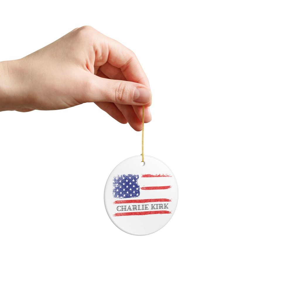 Charlie Kirk, Patriotic Ceramic Ornament for Charitable Events, Home Decor, Gift for Veterans, July 4th Decoration, Memorial Day