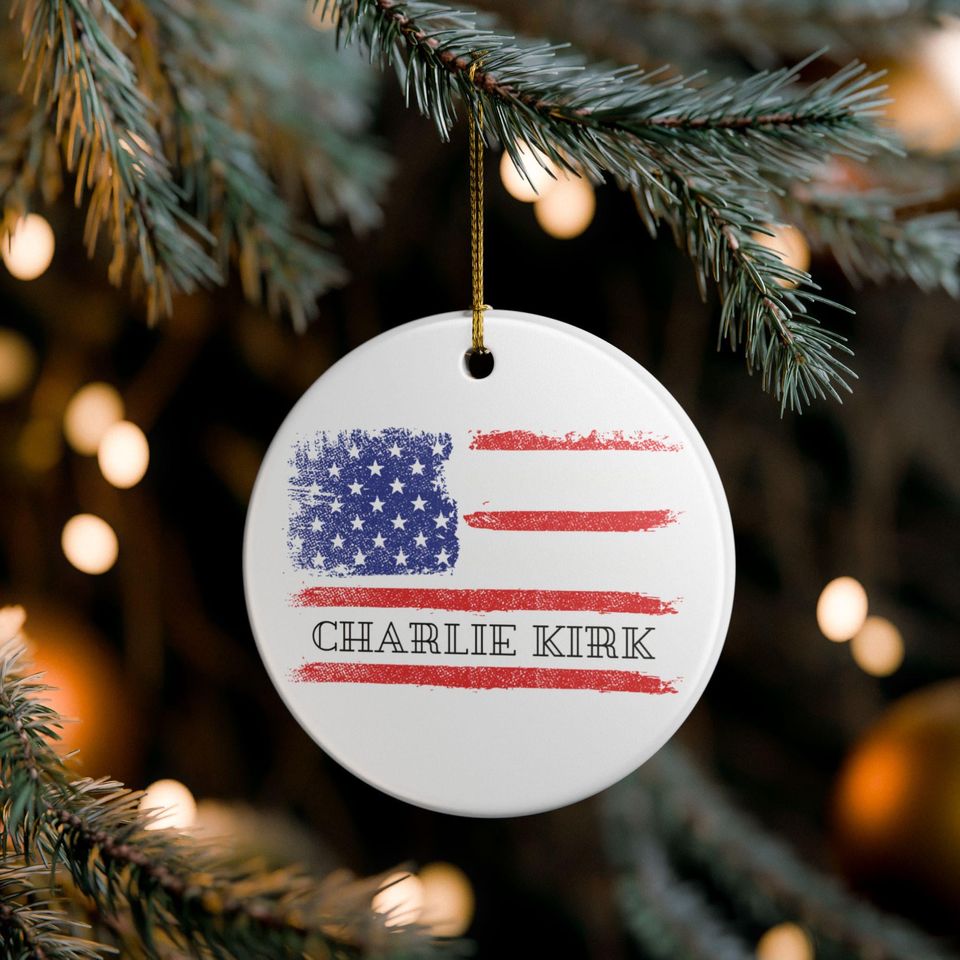 Charlie Kirk, Patriotic Ceramic Ornament for Charitable Events, Home Decor, Gift for Veterans, July 4th Decoration, Memorial Day