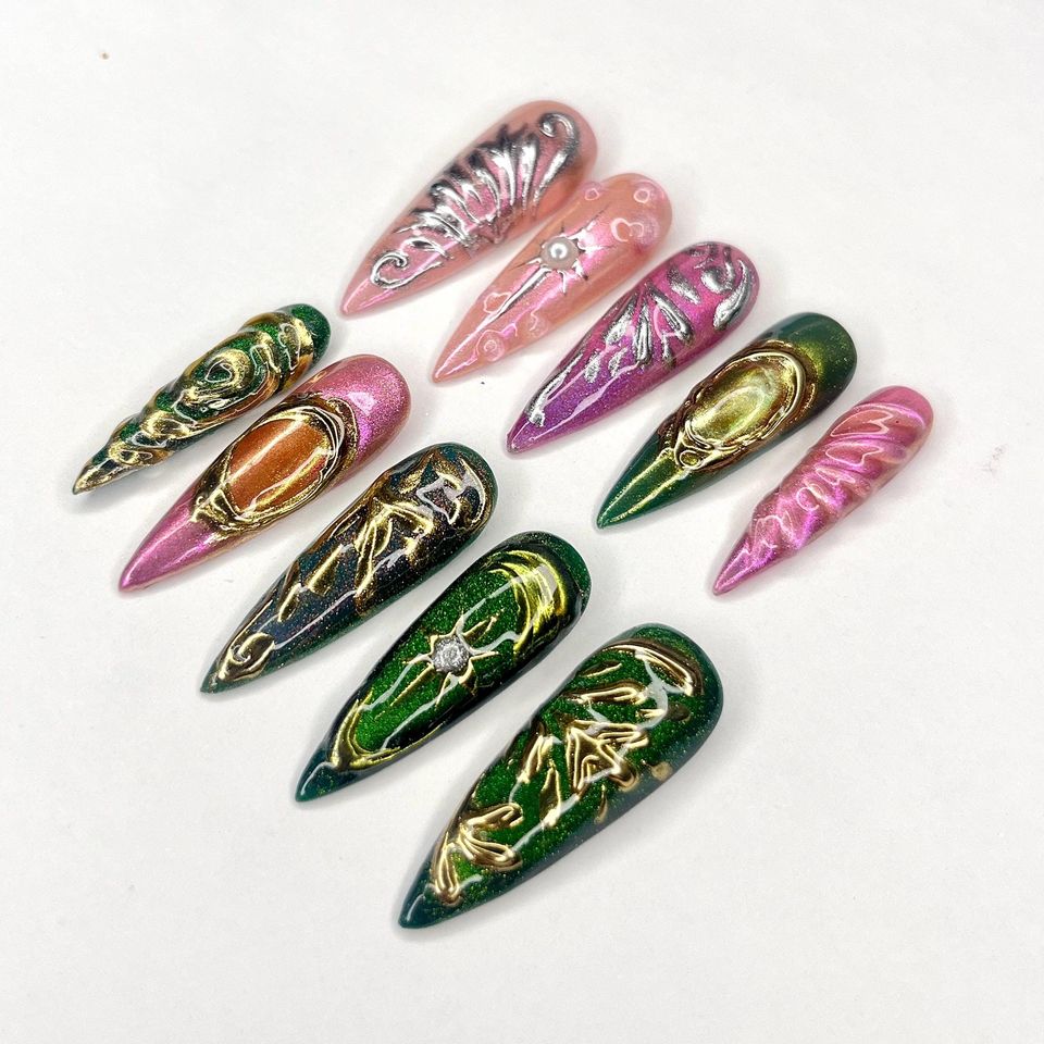 Wicked Elphaba & Galinda Inspired Press On Nail - Wicked Merch - Mother's Day Gift