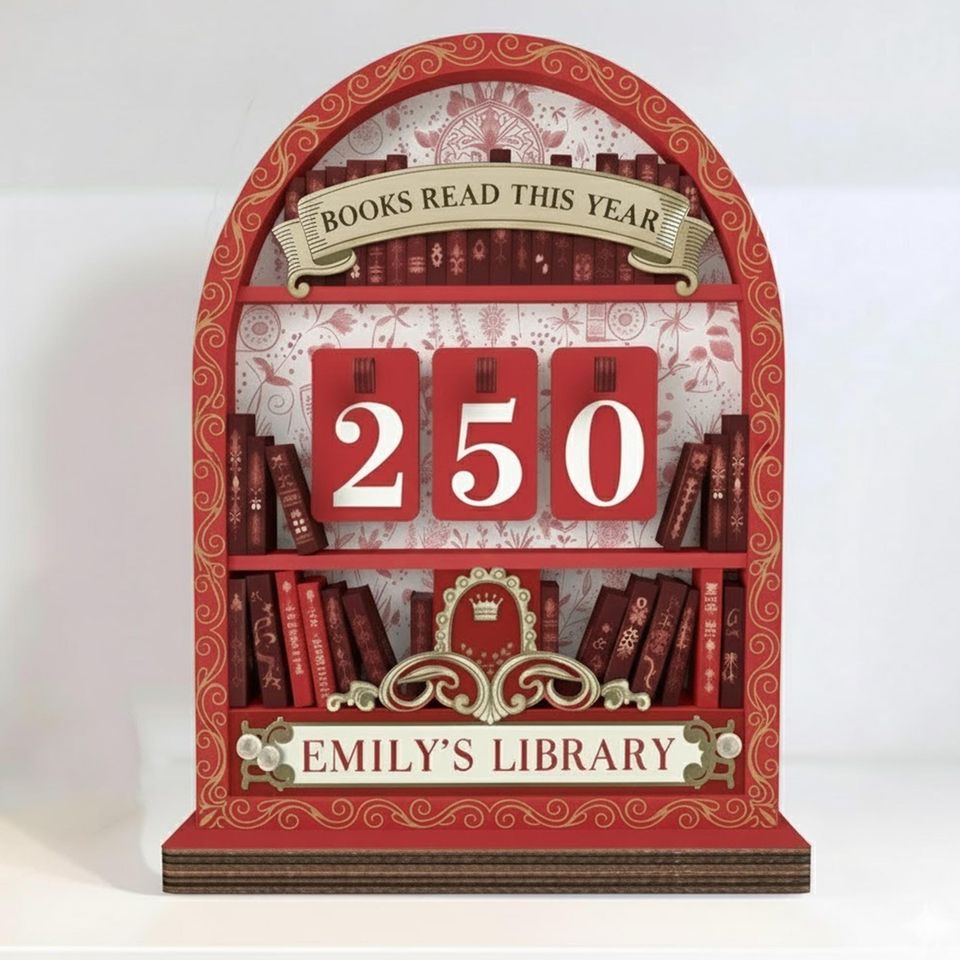 Vintage Books Read Tracker Personalized Reading Counter Sign for Book Lovers, Custom Library Decor