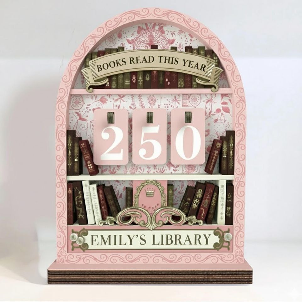 Vintage Books Read Tracker Personalized Reading Counter Sign for Book Lovers, Custom Library Decor
