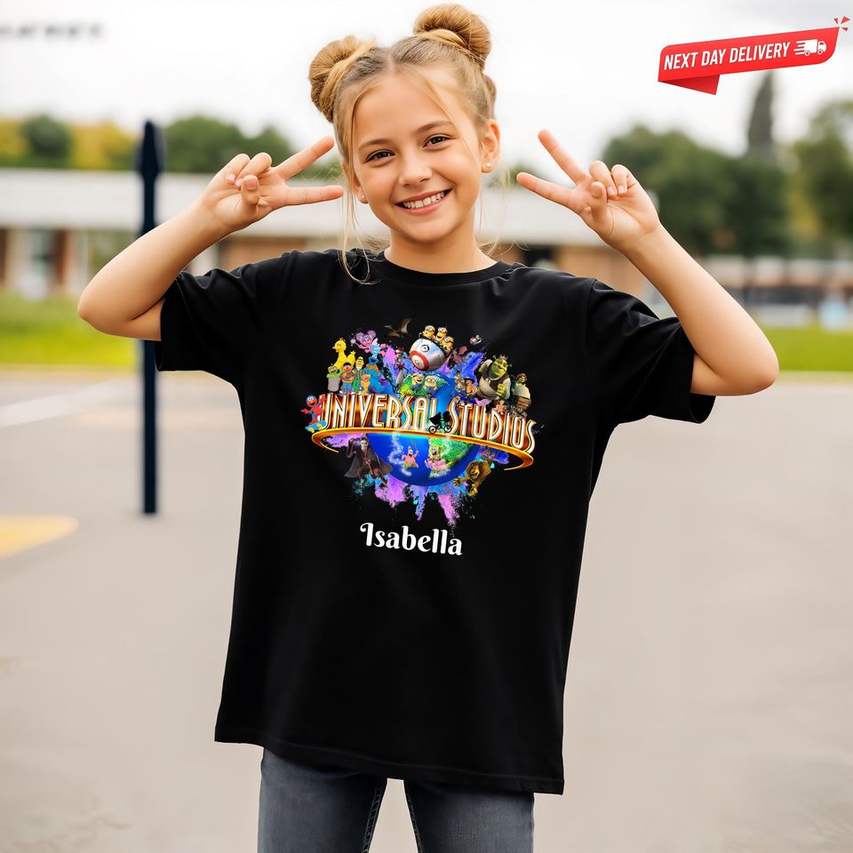 Custom Universal Studios 2026 Family Vacation Shirts  Personalized Any Text Name Tee  Matching Disney & Marvel Characters