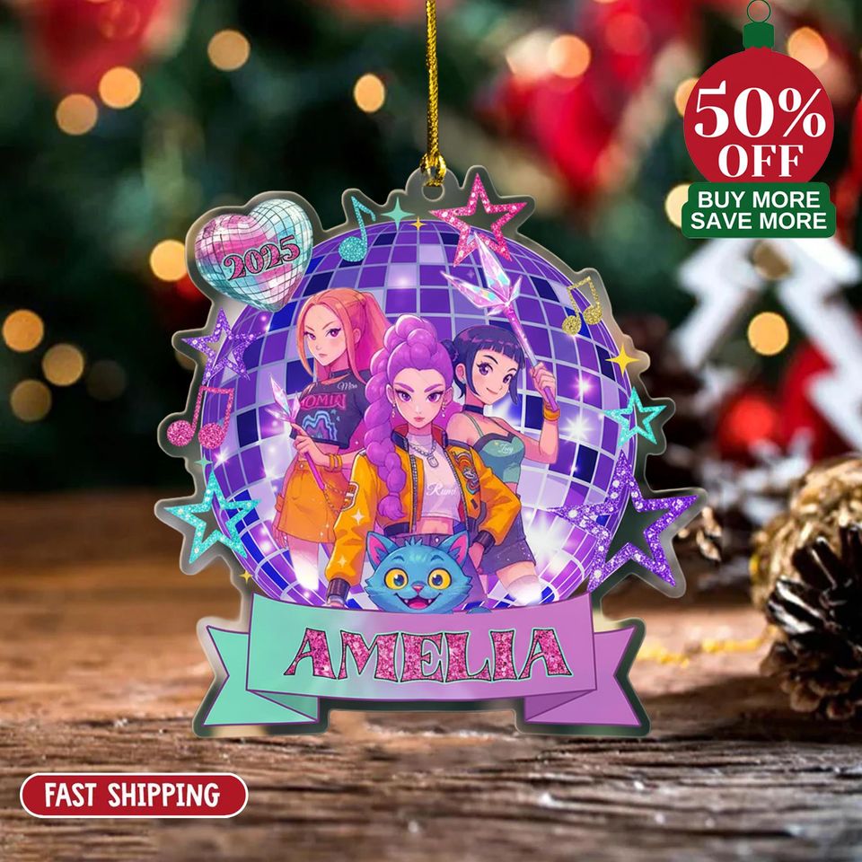 Personalized Huntrix Christmas Acrylic Ornament, Huntrix Christmas 2D FLAT