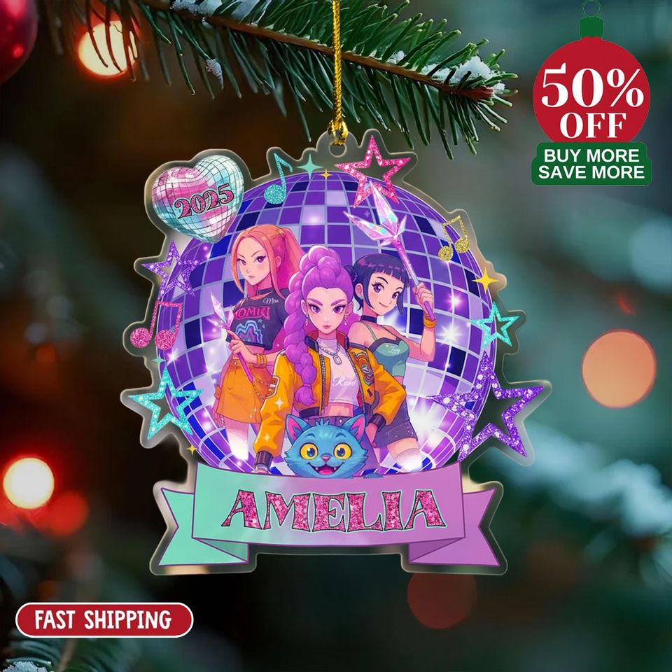 Personalized Huntrix Christmas Acrylic Ornament, Huntrix Christmas 2D FLAT