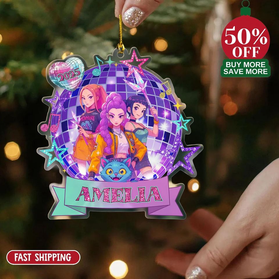 Personalized Huntrix Christmas Acrylic Ornament, Huntrix Christmas 2D FLAT