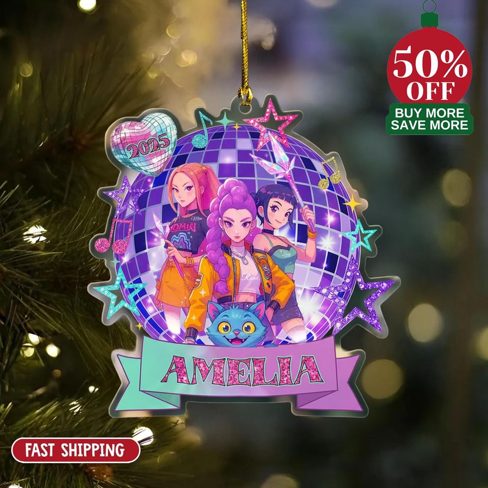 Personalized Huntrix Christmas Acrylic Ornament, Huntrix Christmas 2D FLAT