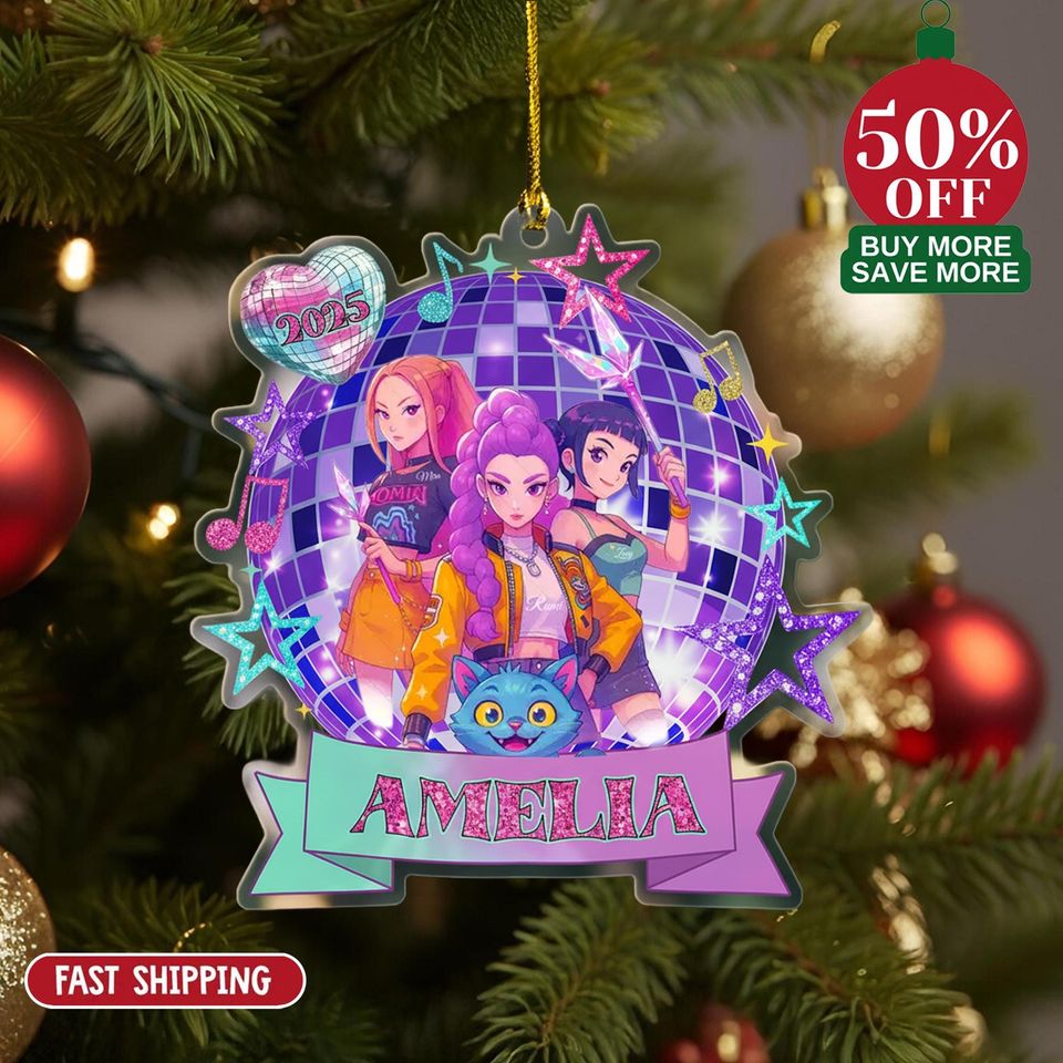 Personalized Huntrix Christmas Acrylic Ornament, Huntrix Christmas 2D FLAT