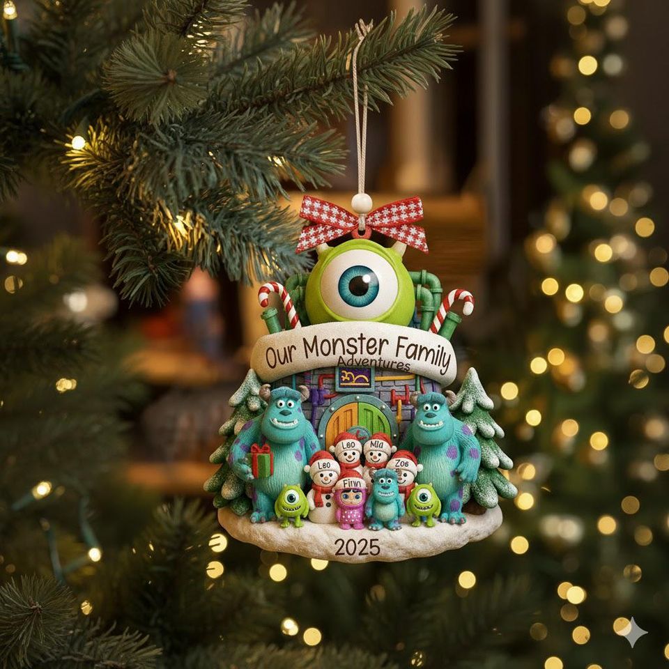 Personalized Monsters Inc. Family Christmas Acrylic Ornament