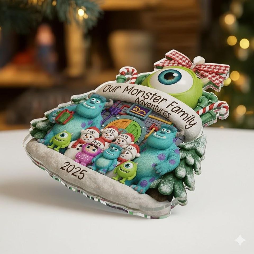 Personalized Monsters Inc. Family Christmas Acrylic Ornament