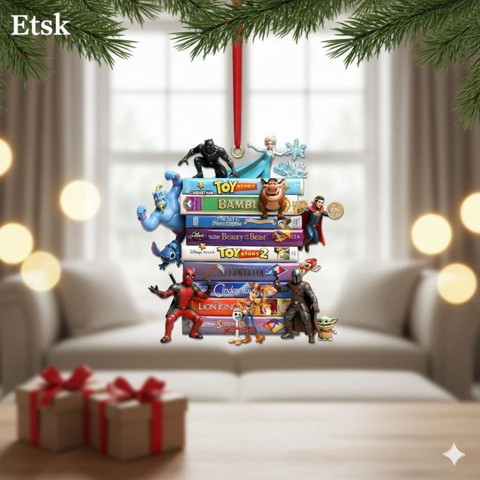 Disney & Marvel Book Stack Ornament, Personalized Marvel Pixar Christmas Gift