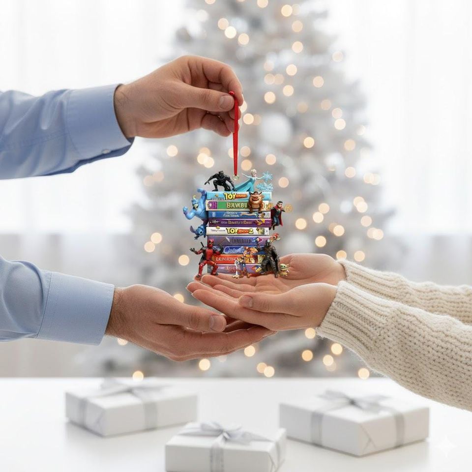 Disney & Marvel Book Stack Ornament, Personalized Marvel Pixar Christmas Gift