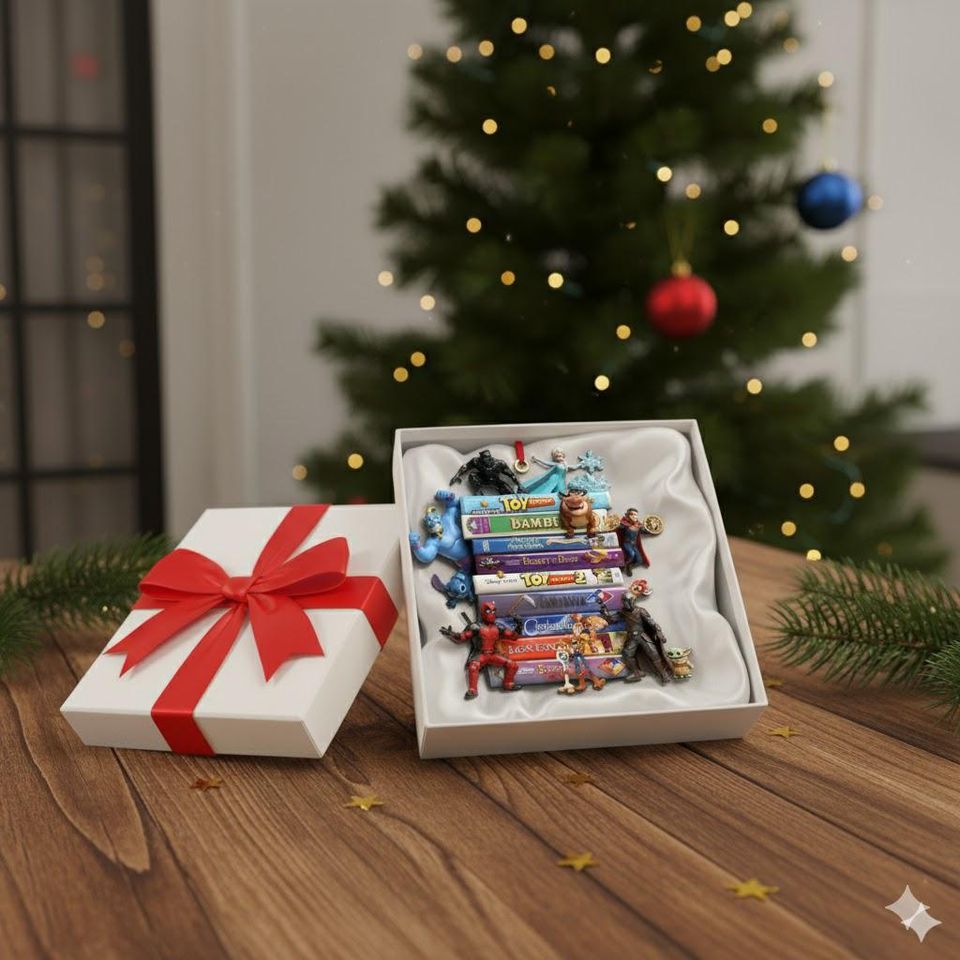 Disney & Marvel Book Stack Ornament, Personalized Marvel Pixar Christmas Gift