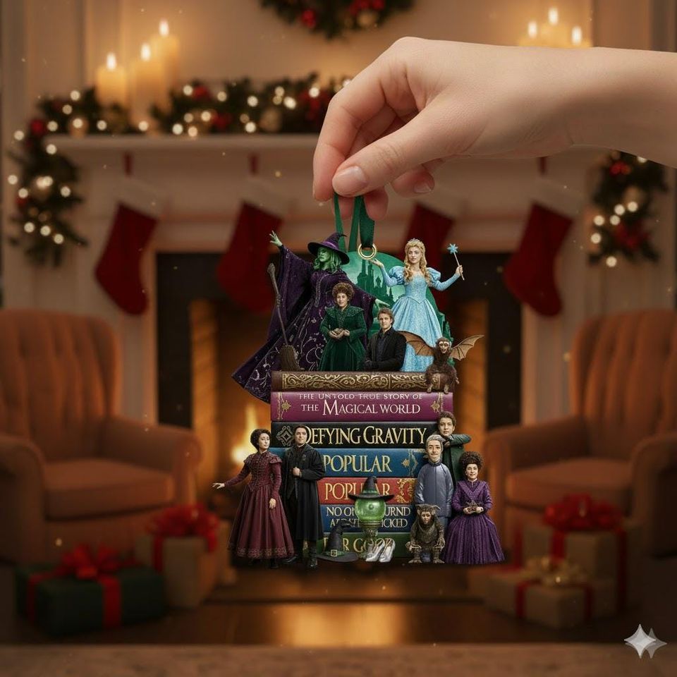 Wicked Book Musical Ornament, Elphaba Glinda Book Stack Keepsake