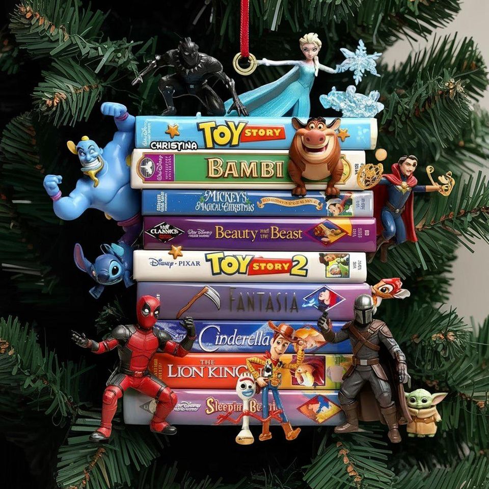 Disney & Marvel Book Stack Ornament, Personalized Marvel Pixar Christmas Gift