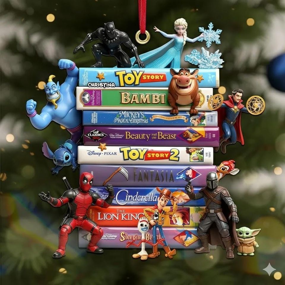 Disney & Marvel Book Stack Ornament, Personalized Marvel Pixar Christmas Gift