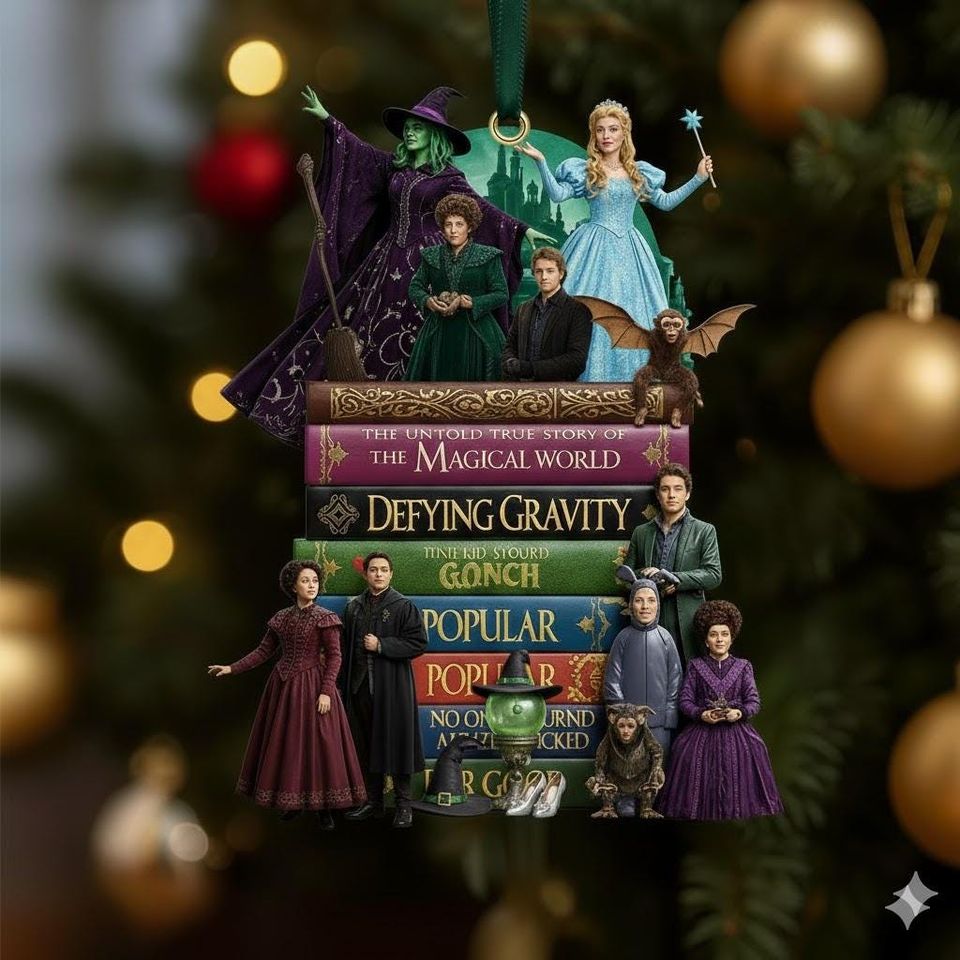 Wicked Book Musical Ornament, Elphaba Glinda Book Stack Keepsake