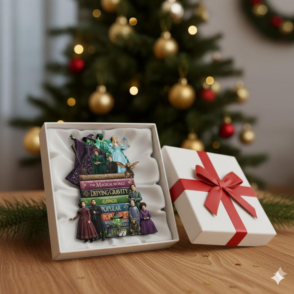 Wicked Book Musical Ornament, Elphaba Glinda Book Stack Keepsake