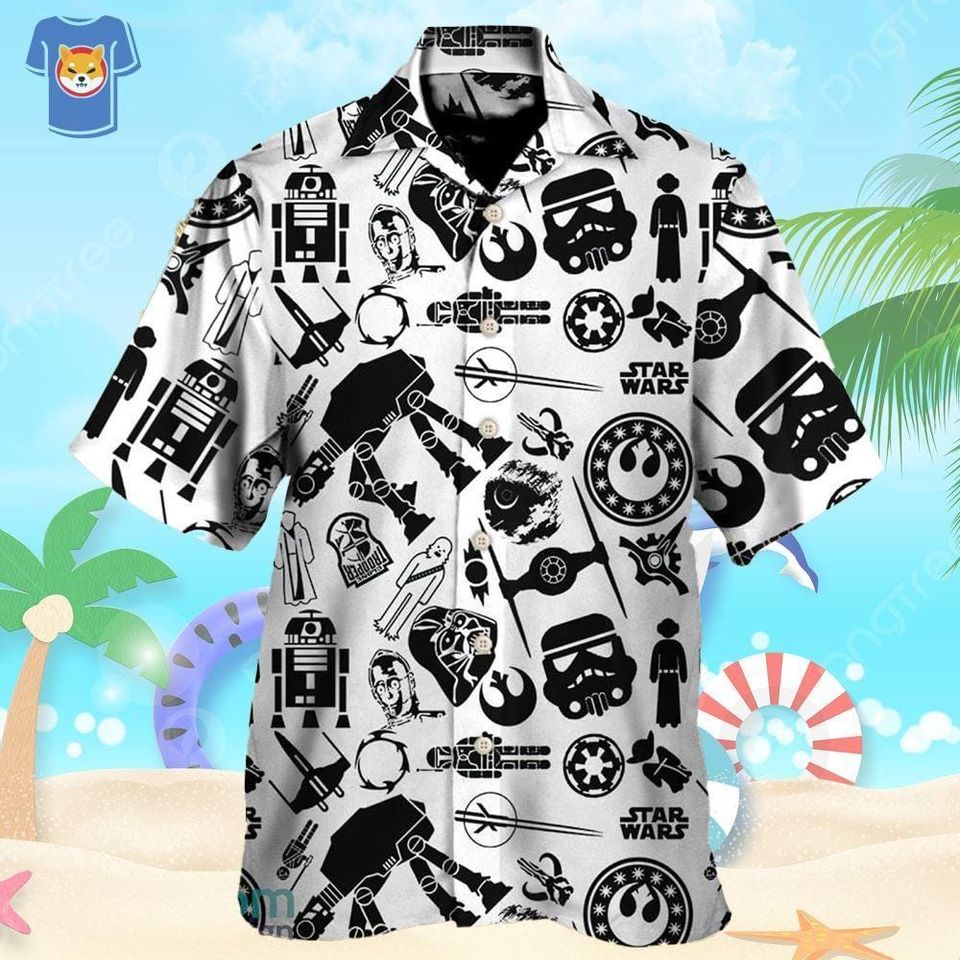 Star Wars Summer Beaches Hawaiian Shirt, Short Sleeve Button Down, Tropical Aloha Shirt