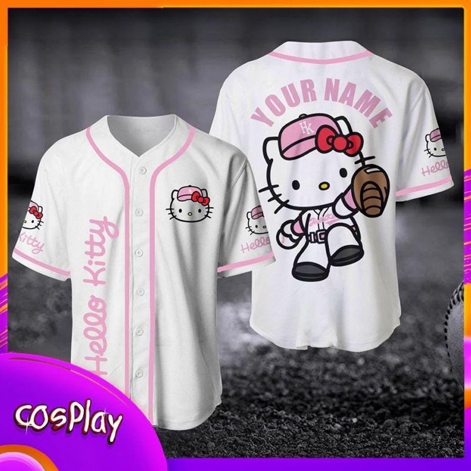Personalized Hello Kitty Baseball Jersey Shirt for Fans
