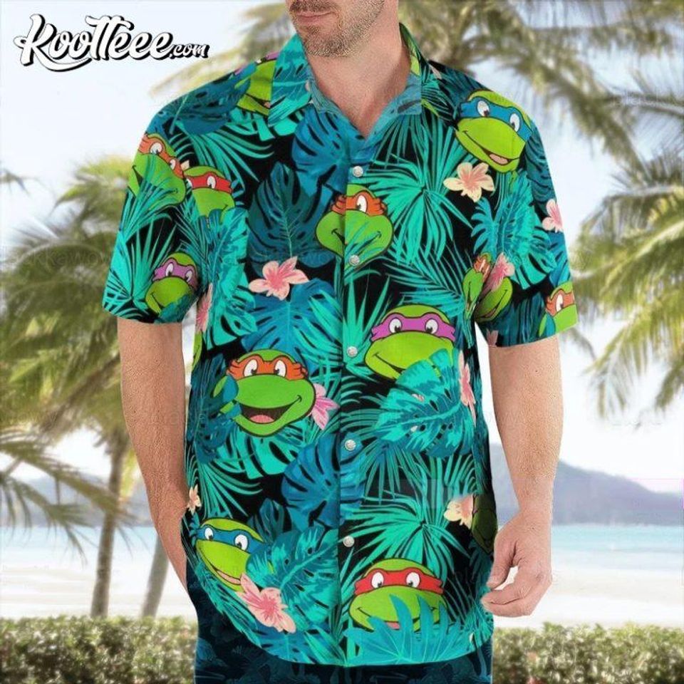 Ninja Turtles Tropical Hawaiian Shirt, Short Sleeve Button Down Aloha Beach Shirt