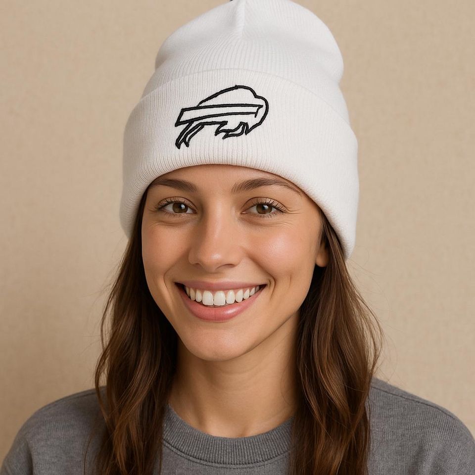 White Buffalo Bills Knit Beanie | Embroidered Logo