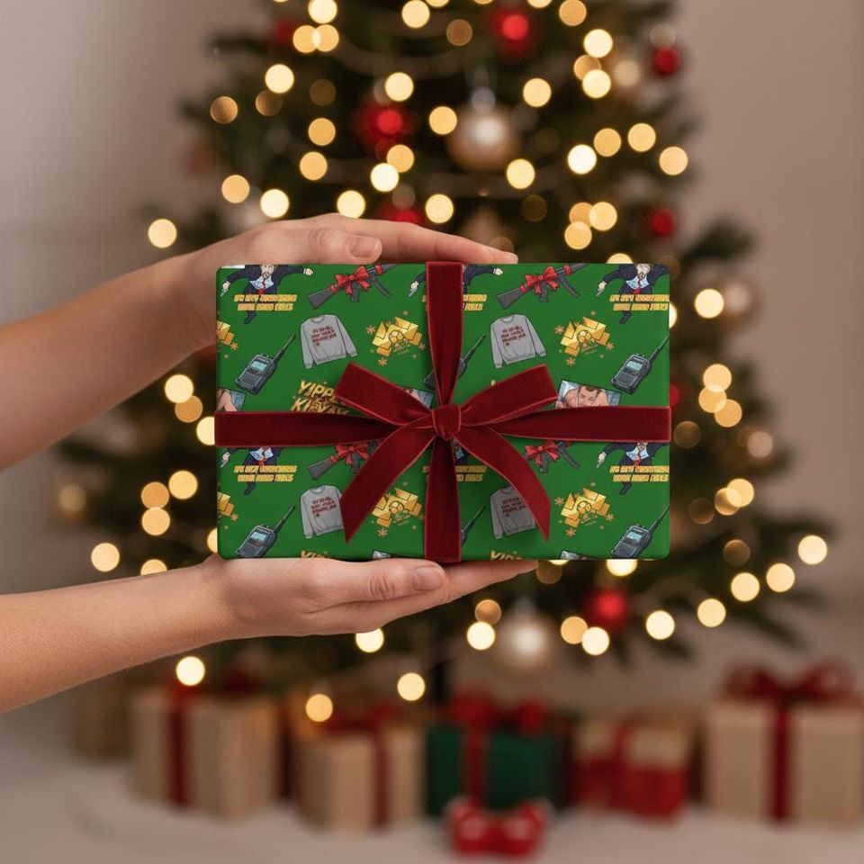 Die Hard Christmas Wrapping Paper, 80s Action Movie Gift Wrap