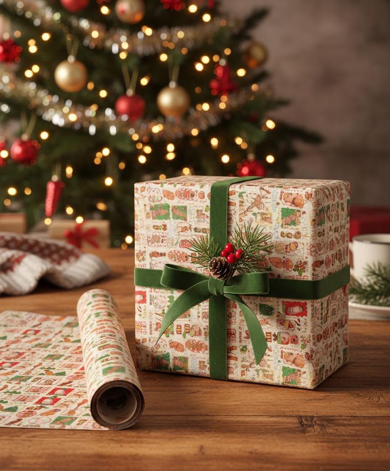 Marcus The Worm Christmas Wrapping Paper, Funny Gift Wrap