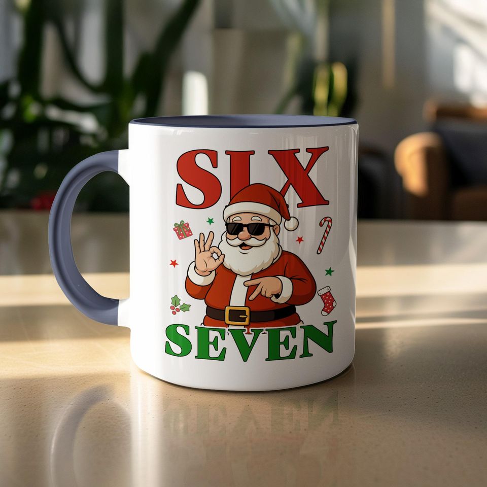 Funny Santa Claus Coffee Mug, Six Seven, Christmas Gift