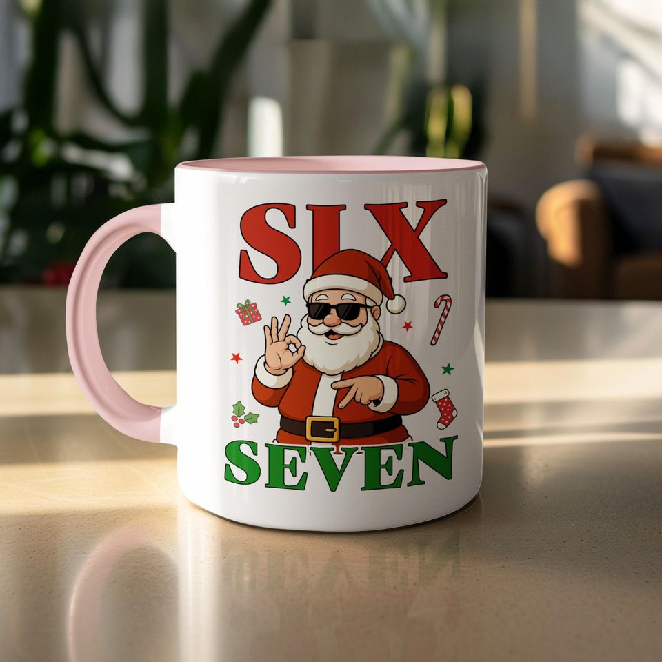 Funny Santa Claus Coffee Mug, Six Seven, Christmas Gift
