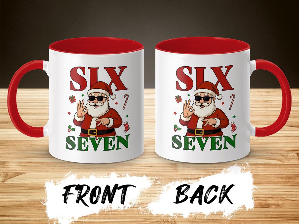 Funny Santa Claus Coffee Mug, Six Seven, Christmas Gift