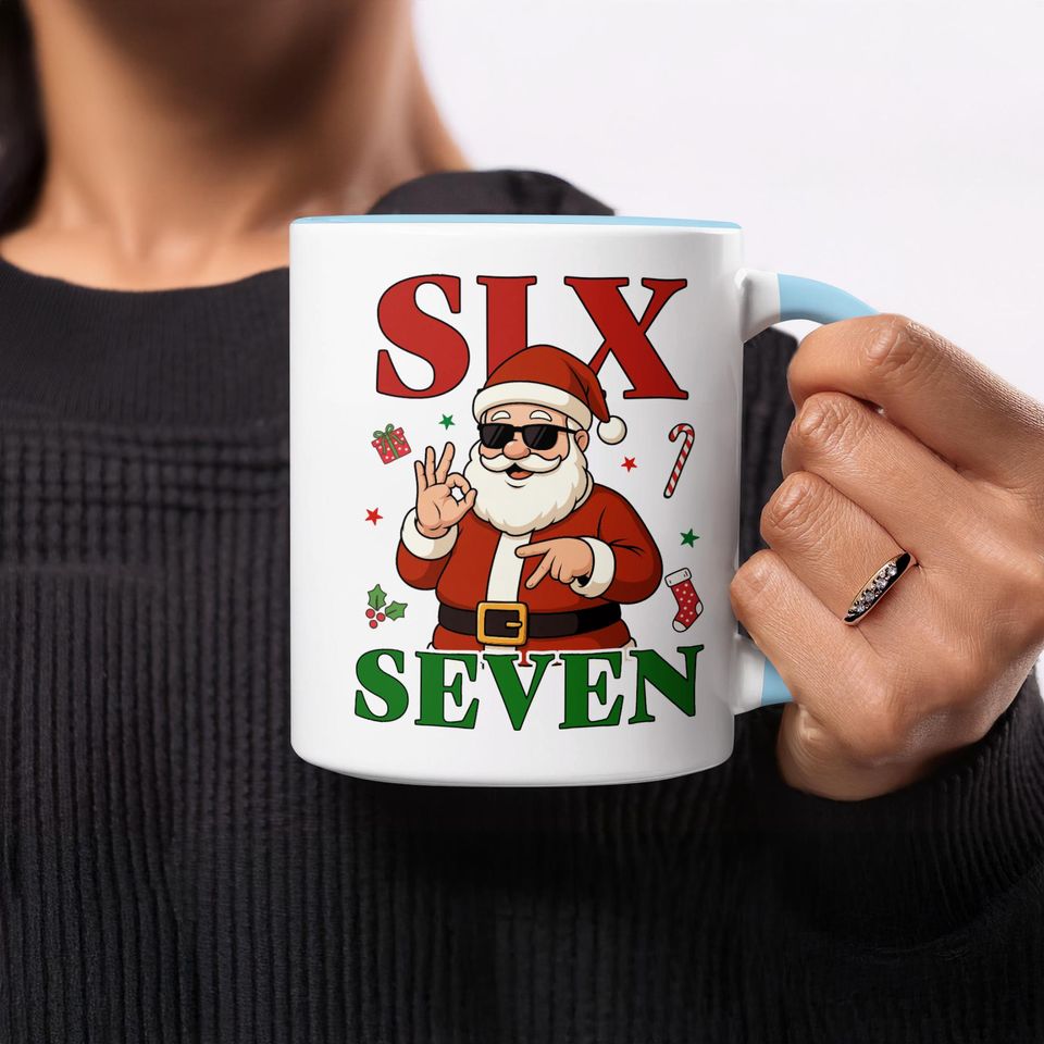 Funny Santa Claus Coffee Mug, Six Seven, Christmas Gift