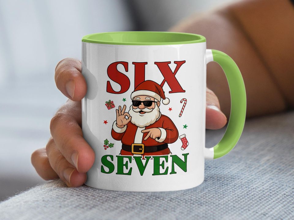 Funny Santa Claus Coffee Mug, Six Seven, Christmas Gift