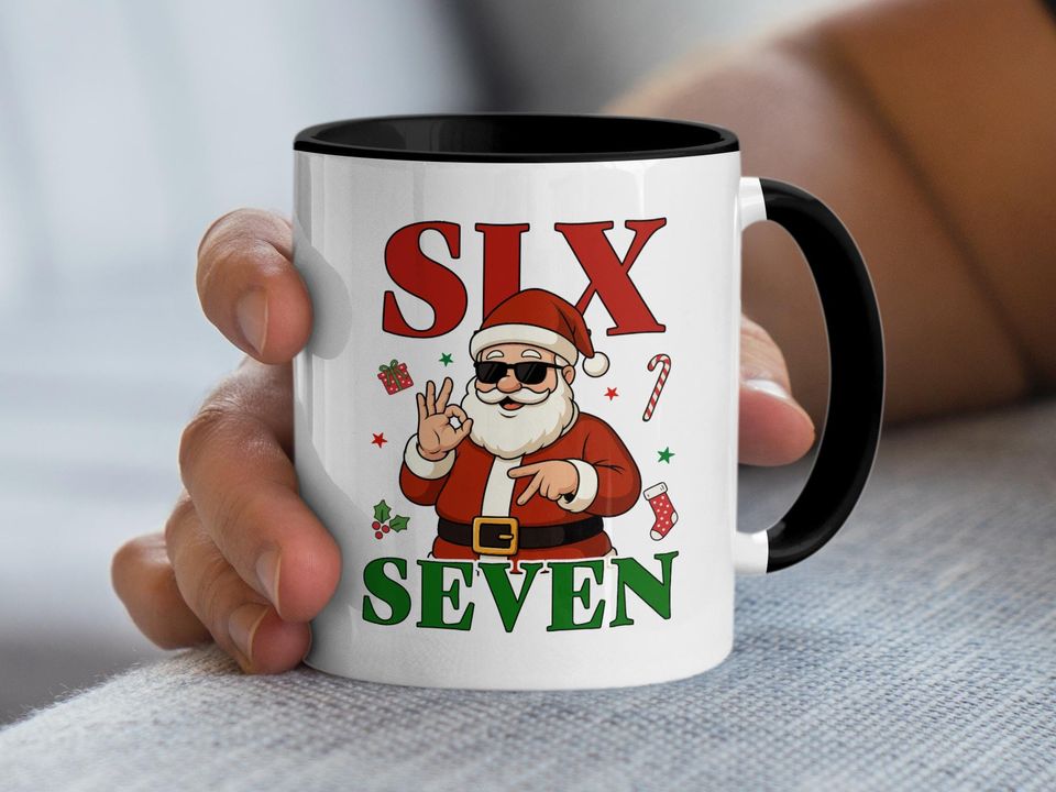 Funny Santa Claus Coffee Mug, Six Seven, Christmas Gift