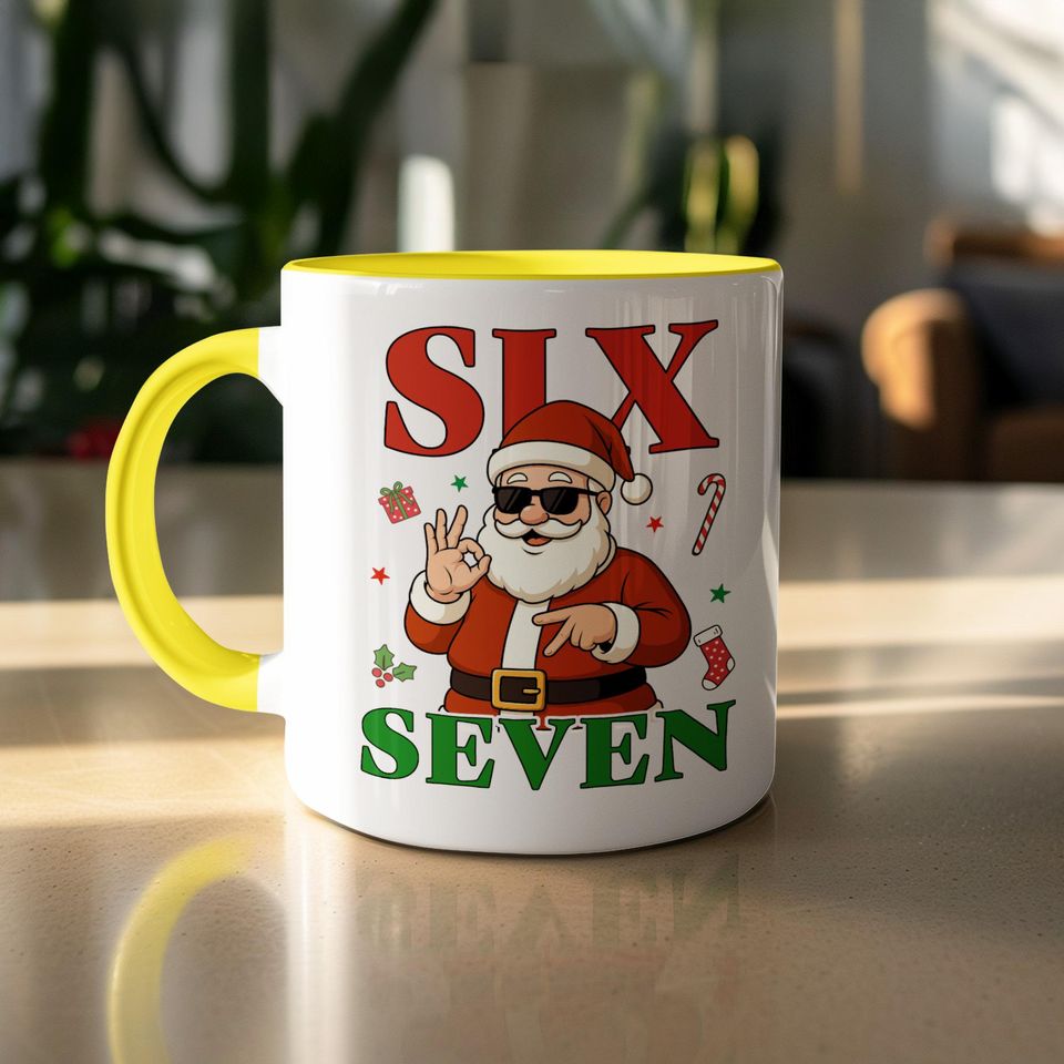 Funny Santa Claus Coffee Mug, Six Seven, Christmas Gift