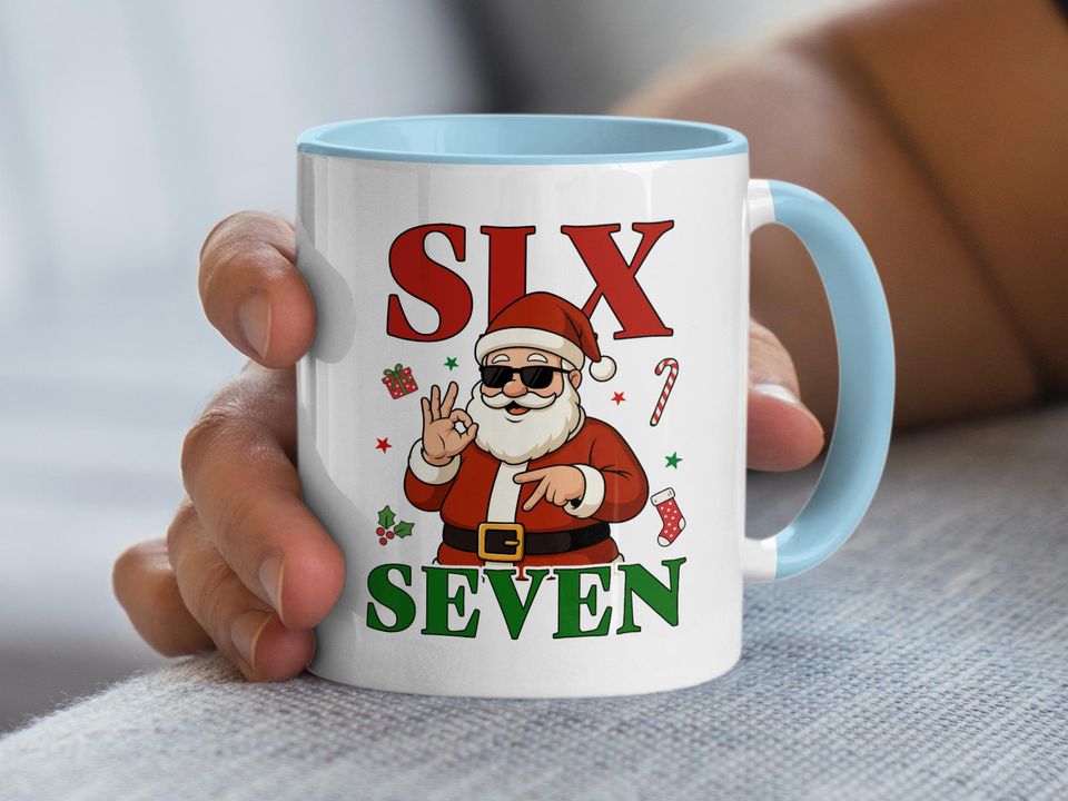 Funny Santa Claus Coffee Mug, Six Seven, Christmas Gift