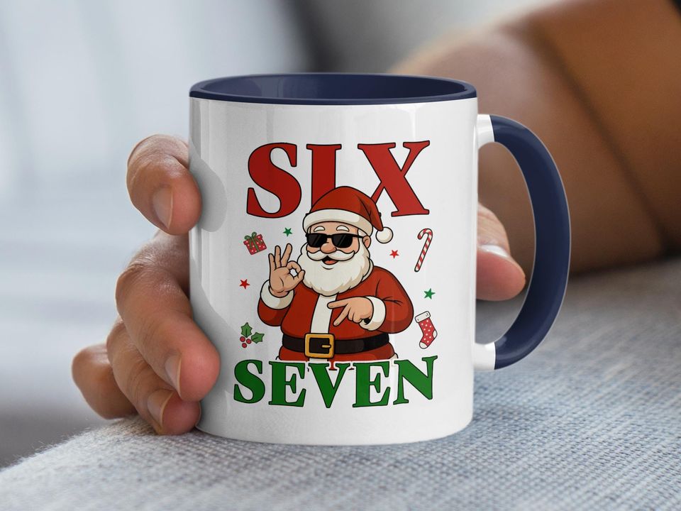 Funny Santa Claus Coffee Mug, Six Seven, Christmas Gift