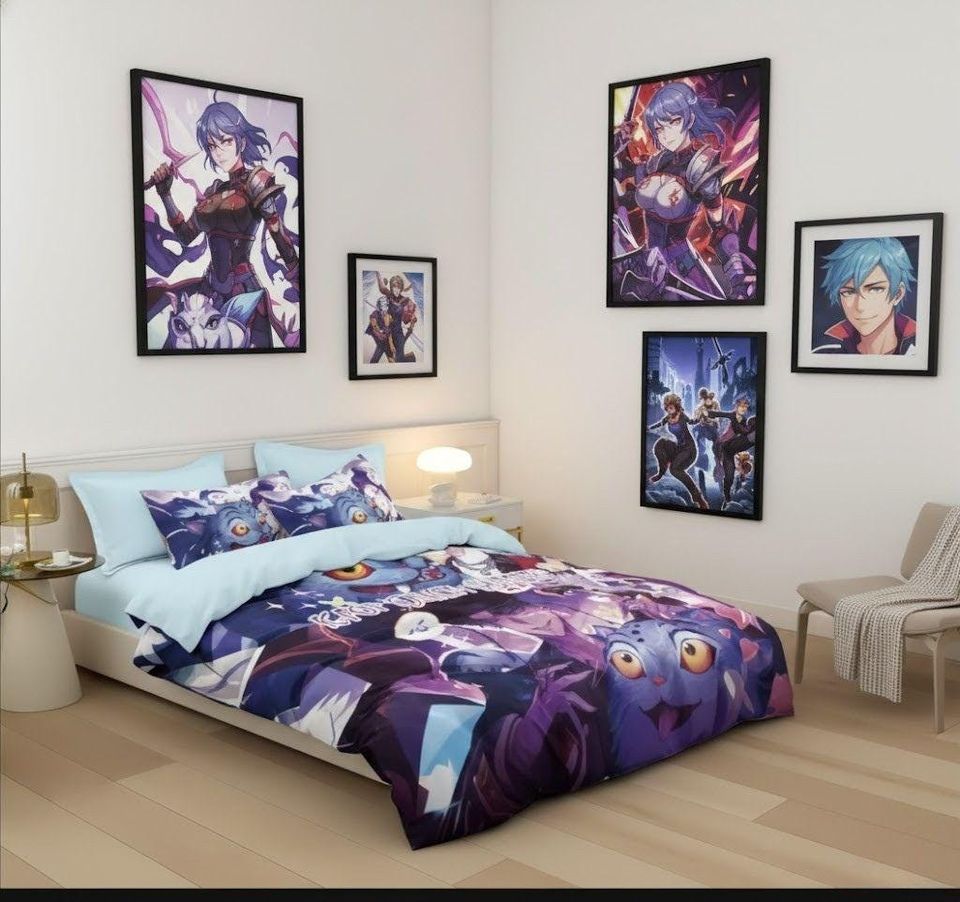 K-Pop Demon Hunters Anime Bedding Set for Dormitory