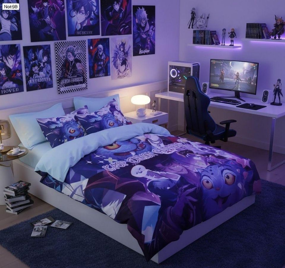 K-Pop Demon Hunters Anime Bedding Set for Dormitory