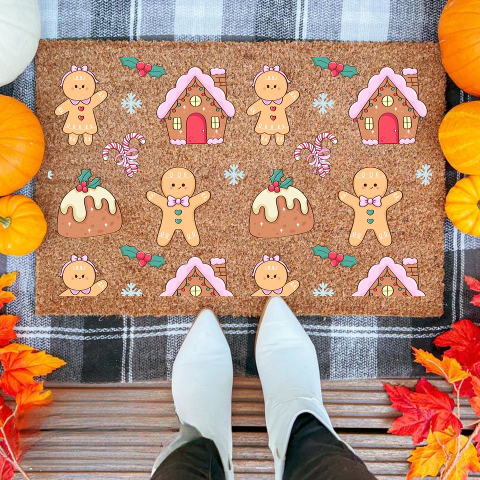 Gingerbread Christmas Coir Doormat - New Home Welcome Mat