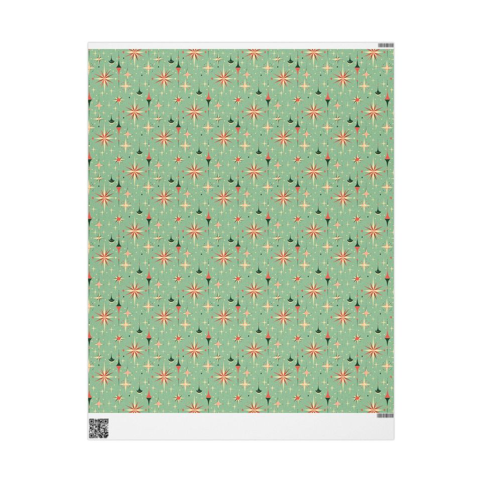 Wrapping Paper Mid-Century Star Christmas | Matte or Glossy | 3 Sizes