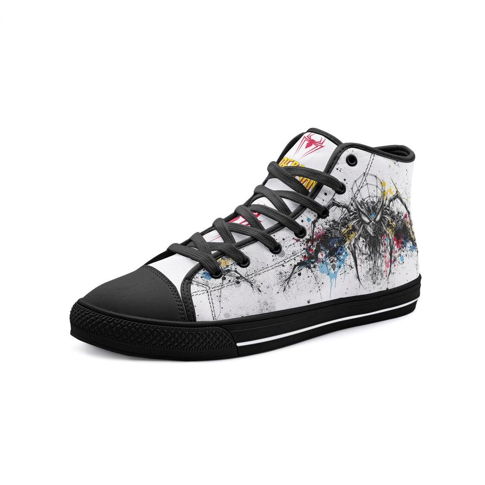 Spiderman Paint Unisex High Top Canvas Shoes