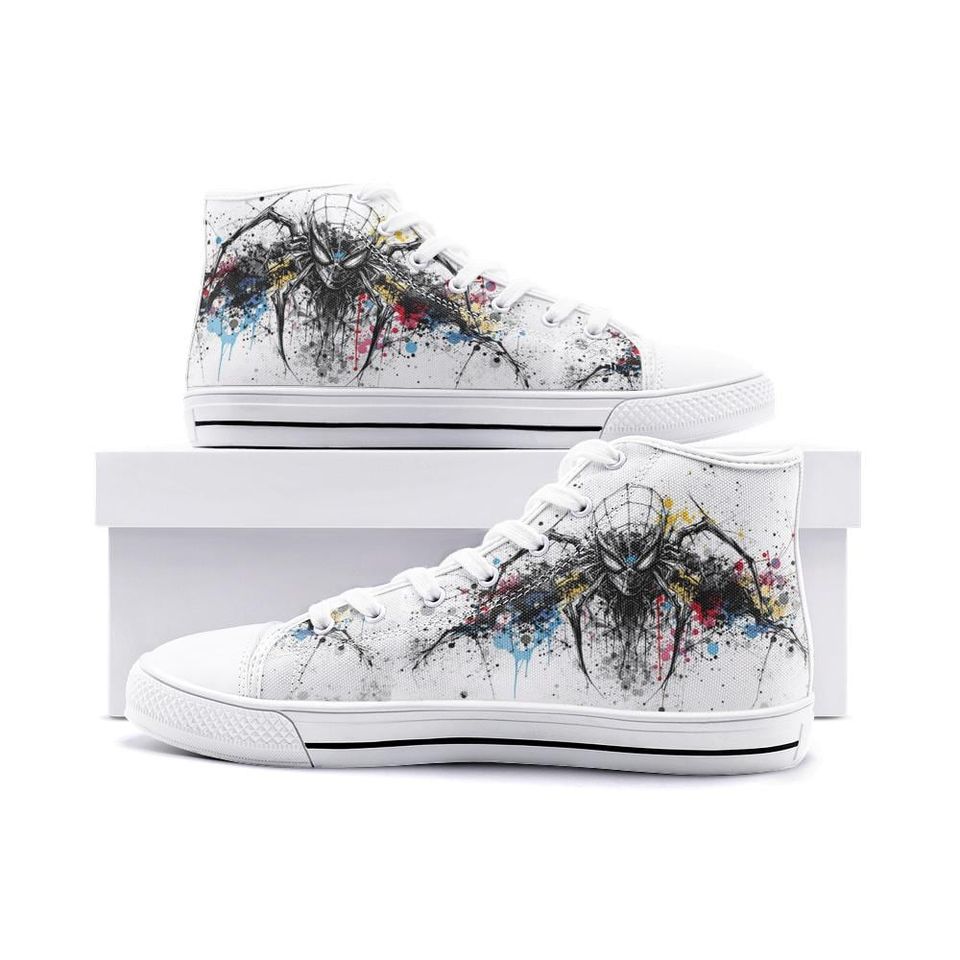 Spiderman Paint Unisex High Top Canvas Shoes
