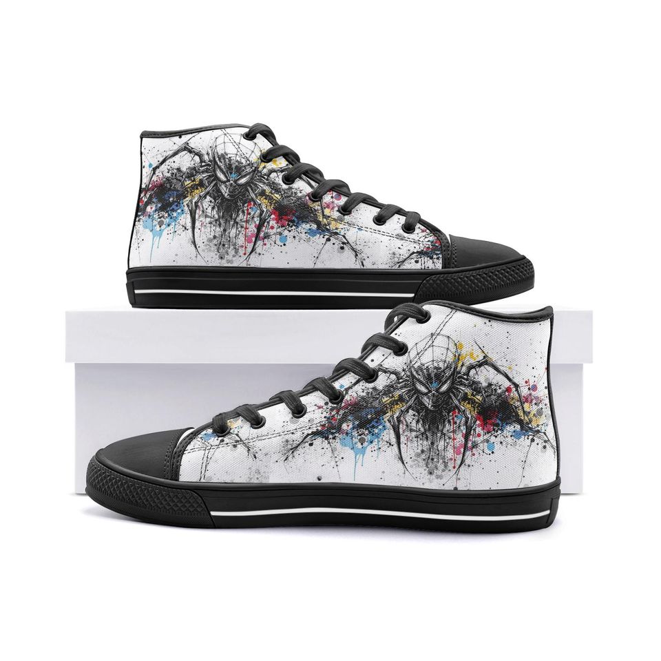 Spiderman Paint Unisex High Top Canvas Shoes
