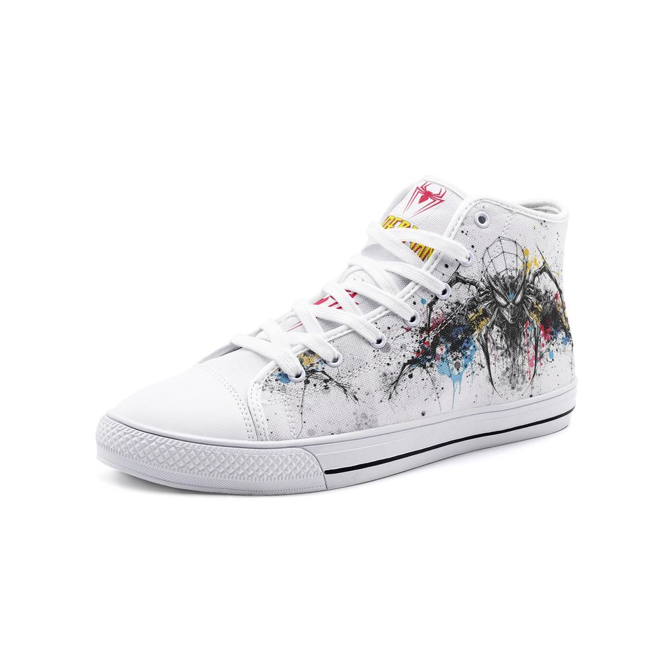 Spiderman Paint Unisex High Top Canvas Shoes