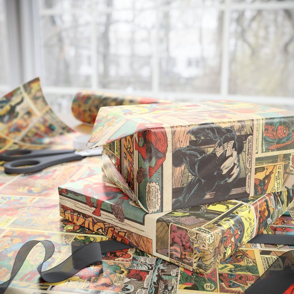 Vintage Comic Strip Wrapping Paper | Retro Superhero Gift Wrap
