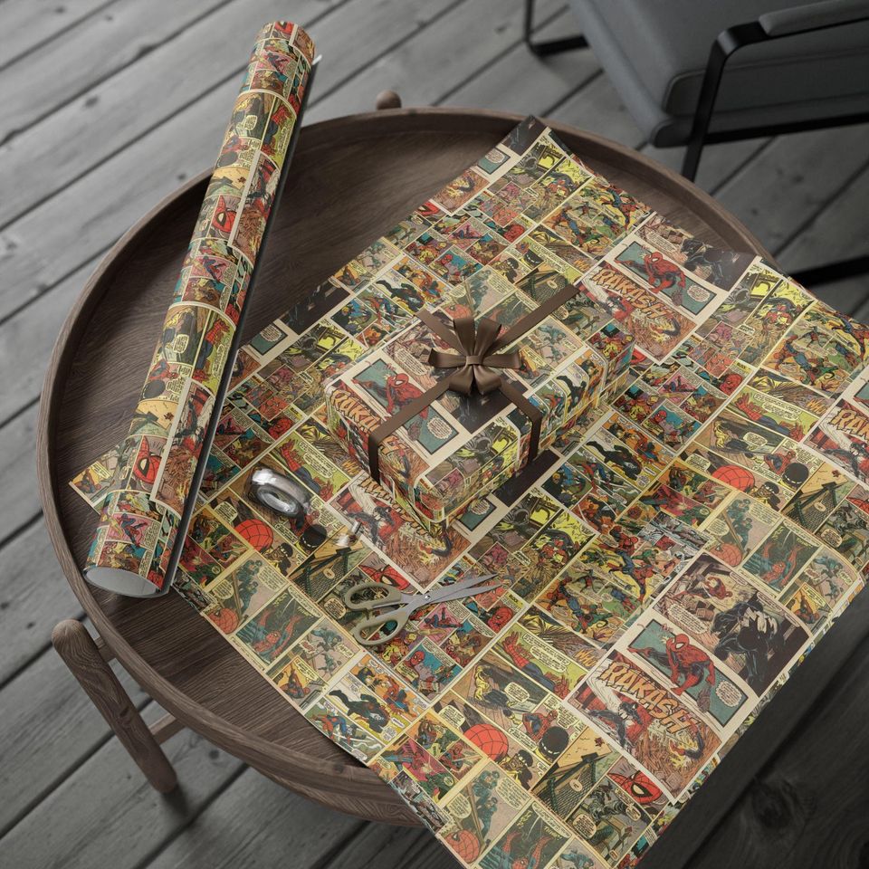 Vintage Comic Strip Wrapping Paper | Retro Superhero Gift Wrap