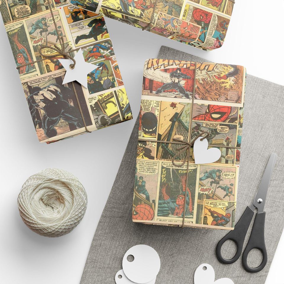 Vintage Comic Strip Wrapping Paper | Retro Superhero Gift Wrap