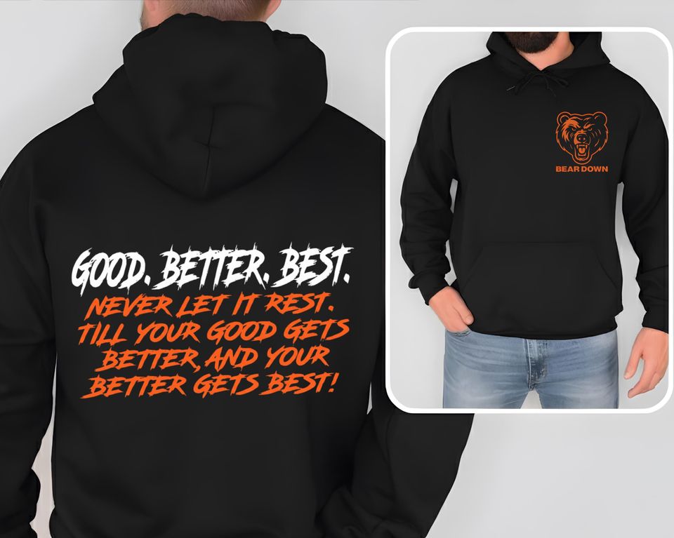 Chicago Bears Hoodie | Double Sided Motivational Sweatshirt | Bear Down Fan Gift