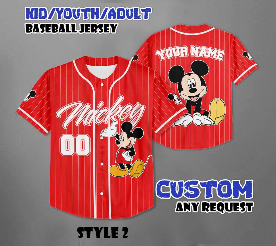 Custom Mickey Mouse Baseball Jersey, Disney Mickey and Friends Shirt